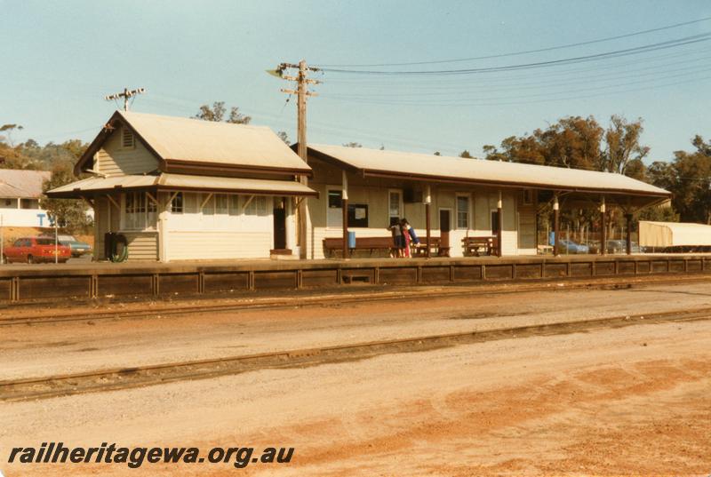 P12593
Signal box, station building, Armadale, SWR line, north end and trackside view. 
