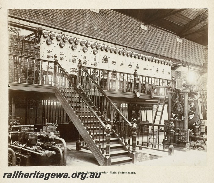 P13392
36 of 67 views taken from an album of photos of the Midland Workshops c1905. Power House, - Interior, Main Switchboard.
