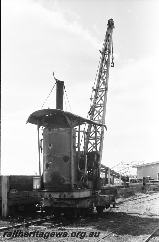 P13928
5 of 32 images of the railway and jetty precincts of Busselton, BB line, steam crane, rear and side view
