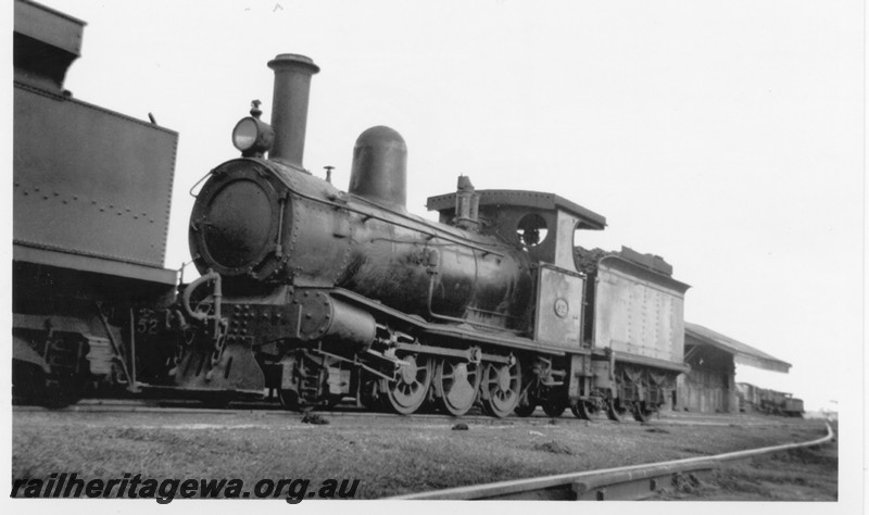 P14233
G class 52, near Washout Plant at Kalgoorlie Loco Depot, EGR line, front and side view..
