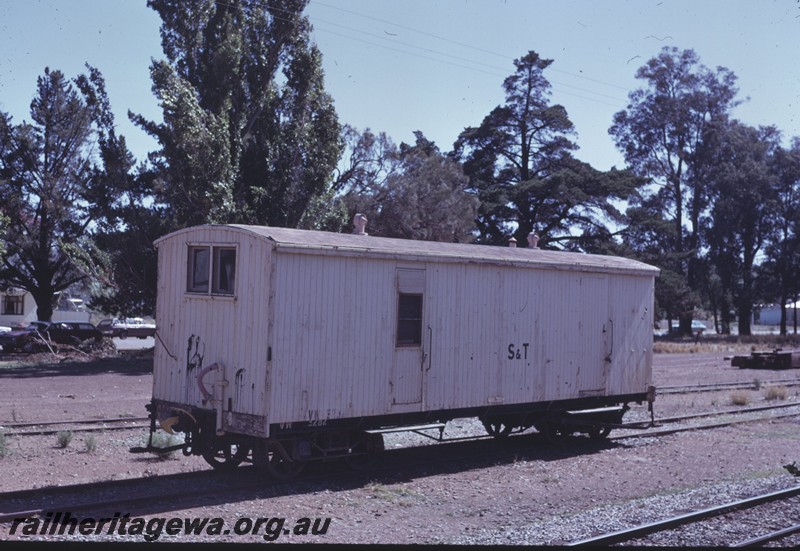 P14293
Workmen's van VW class 3282, converted from V class 3282, end and side view, Waroona, SWR line.
