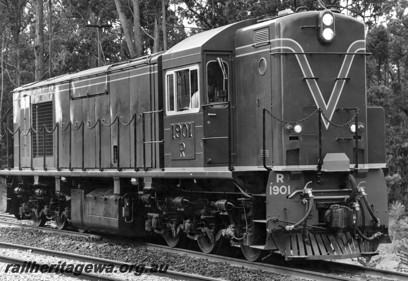 P15380
R class 1901 diesel locomotive pictured on trial after overhaul. Location Unknown.
