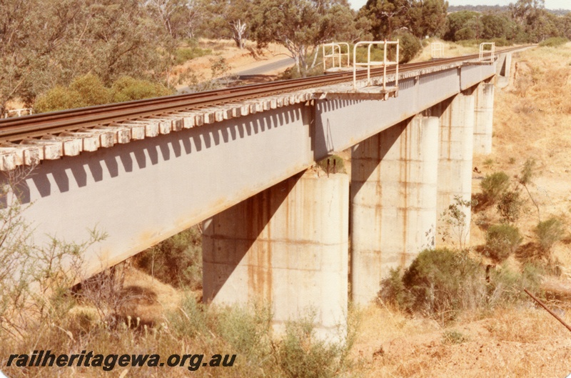 P15459
High steel girder bridge with concrete pylons. Mogumber, MR line
