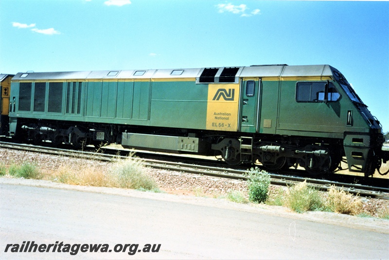 P15574
Australian National EL class 56X, green livery with the yellow panel, Forrestfield Yard, side view

