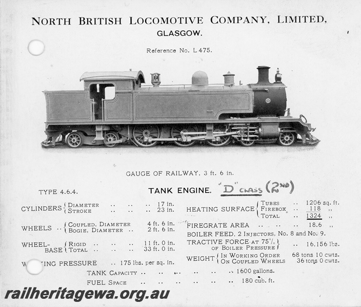 P16936
D class steam locomotive - North British Locomotive Company official builders photograph.

