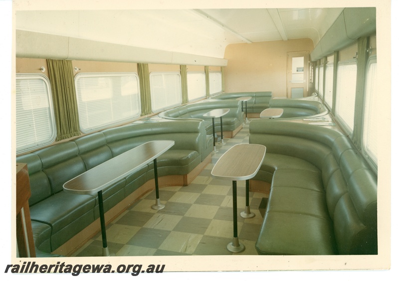 P16944
Commonwealth Railways (CR) CDF class lounge car - interior view.
