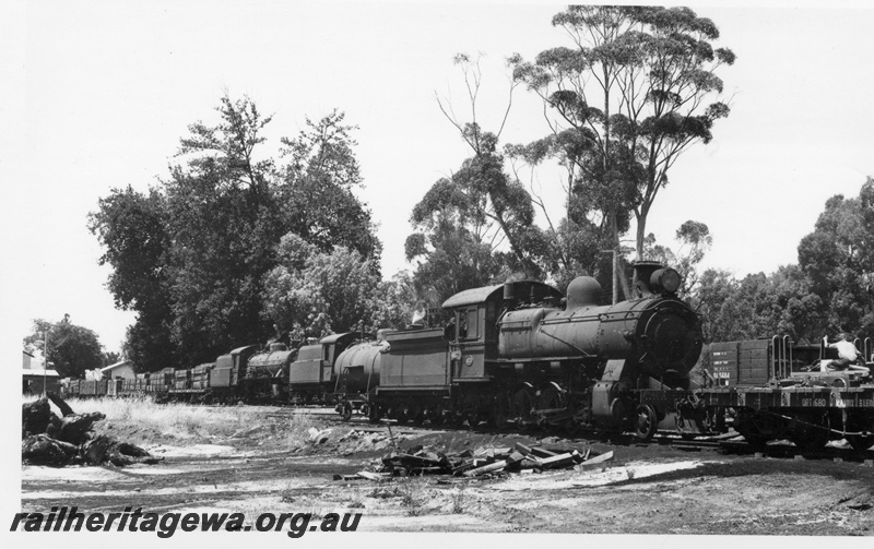 P17452
FS class 423, W class 922, 917 steam locomotives, FS hauling an empty ballast train and the W's hauling a goods trains. PP line, location Unknown.
