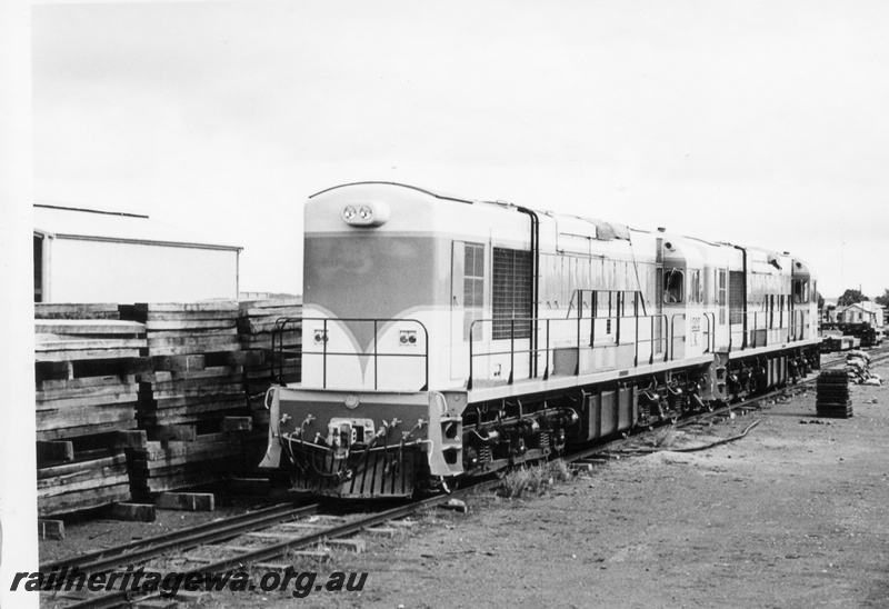 P17859
K class locomotives, both unidentified, at Midland Workshops.
