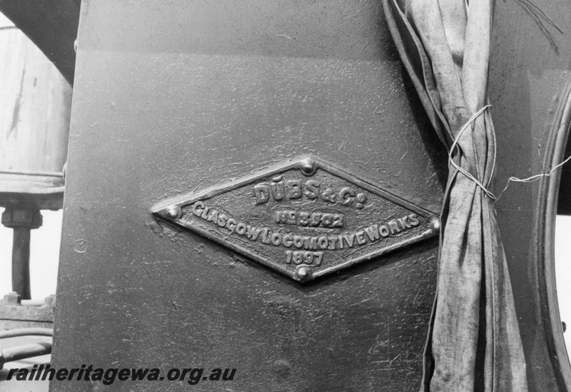P18397
Makers plate, Dubs & Co No 3502, G class118, close up view
