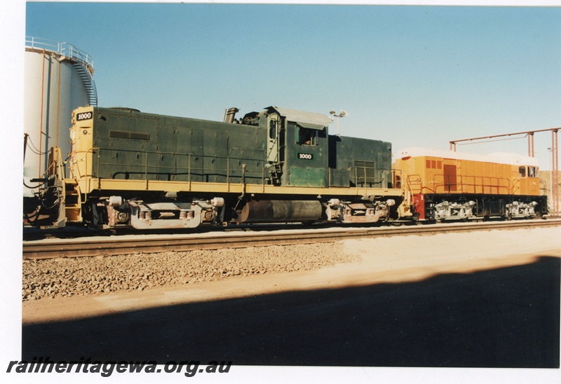 P18840
Hamersley Iron (HI) Pilbara Railway Historical Society locomotives C415 class 1000, GML B class 1 at Paraburdoo.
