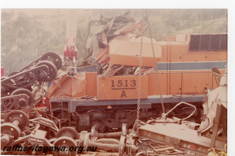 P19151
Head on collision at Beela, A class 1513. BN line.
