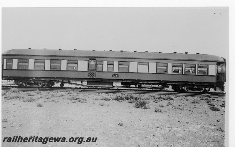P19197
Commonwealth Railways (CR) passenger carriage, TAR line, side view
