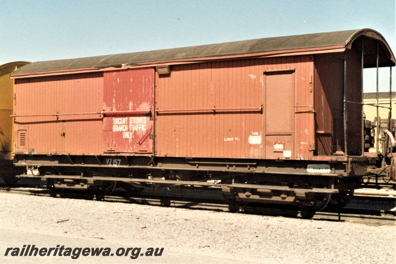 P19379
VZ class 157 breakdown train stores van, ex V class 157 brakevan, brown livery with a red sliding door with 