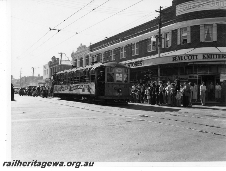 P19871
Tram 66 last tram to Perth, Beaufort Street, Inglewood.

