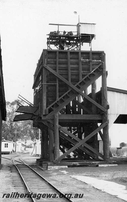 P21709
Coaling tower, trackside buildings, points, Bridgetown, PP line, view from track level
