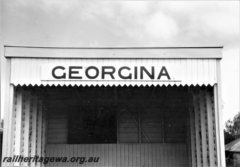 P21994
Nameboard, Georgina, W line, mounted above the shelter shed front fascia
