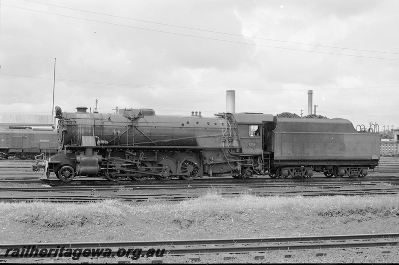 P22147
V class 1216  at East Perth Loco depot. Side view of locomotive. ER line.
