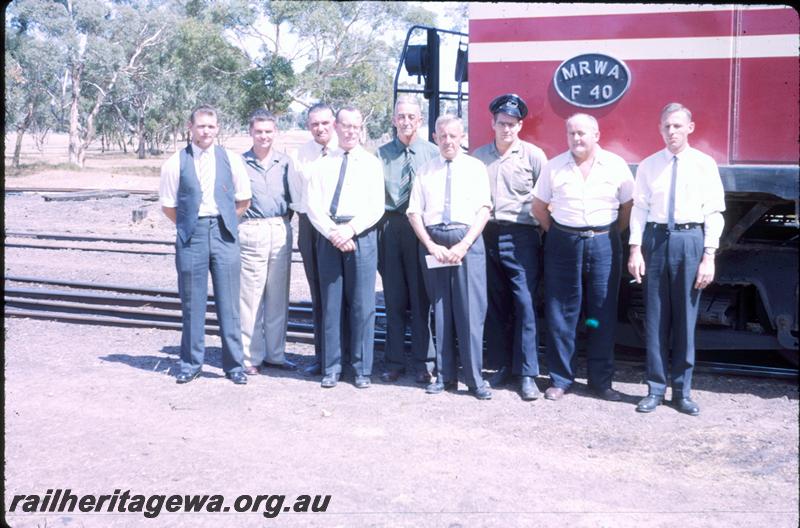 T00268
MRWA F class 40, staff posing in front of loco
