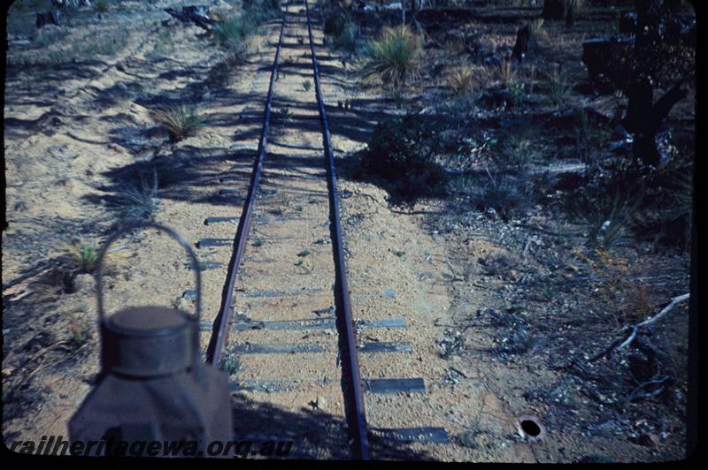 T03007
Track, Jarrahdale bush line, view forward from loco

