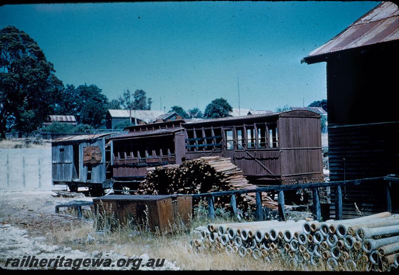 T03132
Millars rolling stock including ex WAGR ministerial carriage, Jarrahdale mill
