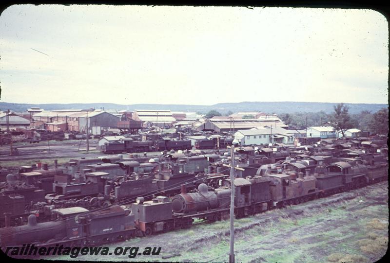 T03193
Locos awaiting scrapping, Midland graveyard, elevated view of site
