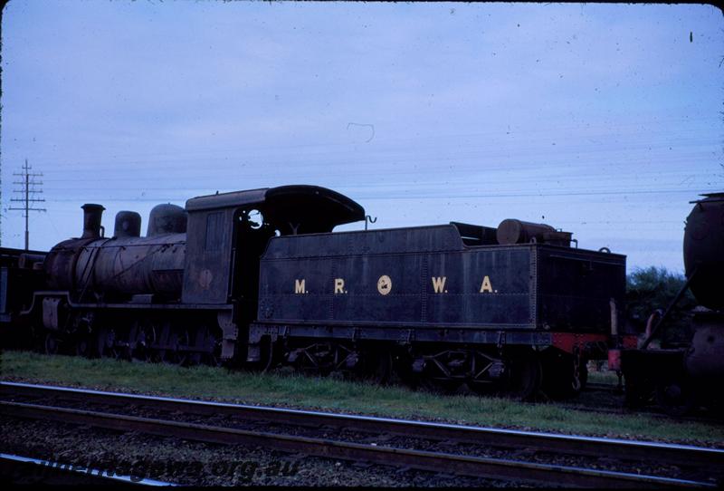 T03644
MRWA loco D class 20, Belmont Branch, Bayswater, awaiting scrapping, side and rear of tender view
