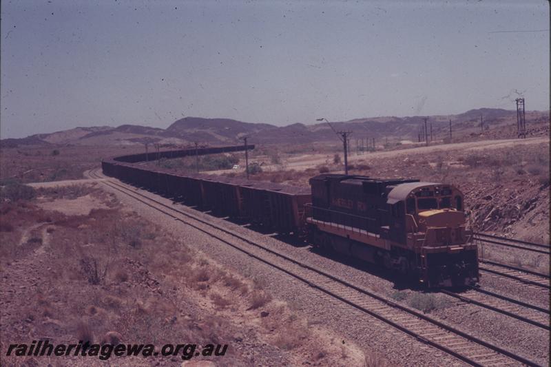 T04063
Hamersley Iron Alco loco C636 class 2011, renumbered to 3011 in 1972, loaded train Parker Point, Dampier, RIO line
