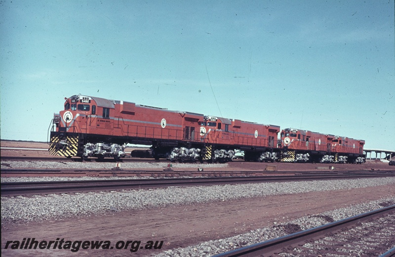 T04758
Mount Newman Mining new M636 class 5484 and M636 class 5482 and M636 class 5480 at Port Hedland. These locomotive had not entered service. 

