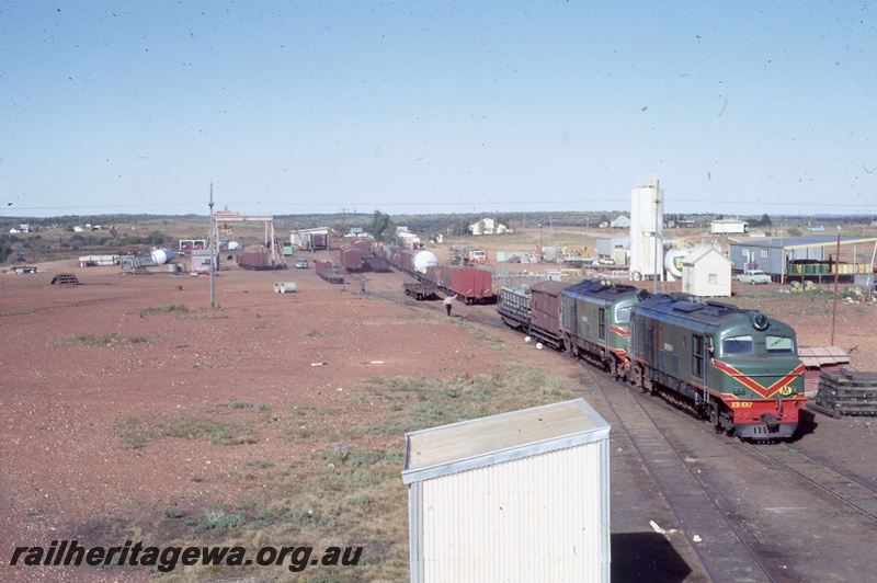 T05482
XB class  1017  and unidentified locomotive shunting at Meekatharra. NR line. 
