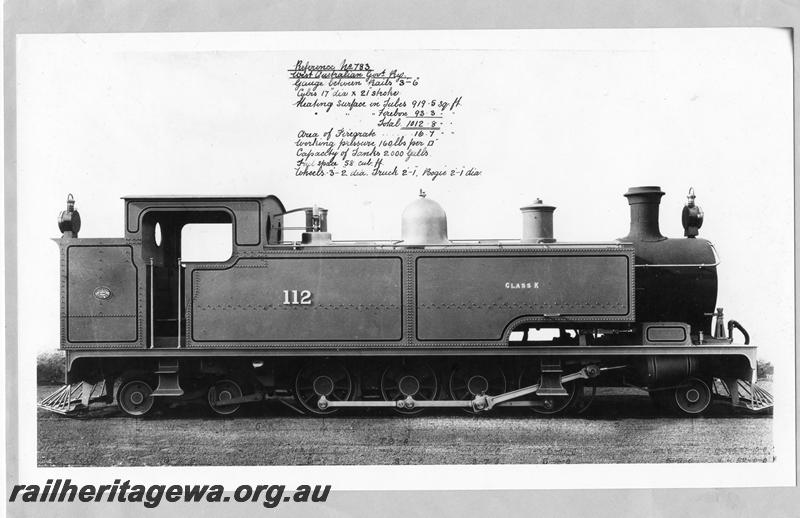 P00008
K class 112, builder's photo, side view, renumbered K class 191 before entering service

