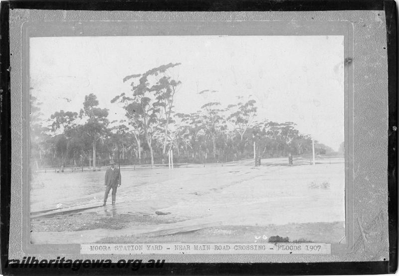 P00230
Moora station yard flooded, view taken 