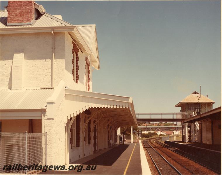 P00385
Station building, signal box, Claremont, trackside view of the main building from the main platform, looking west
