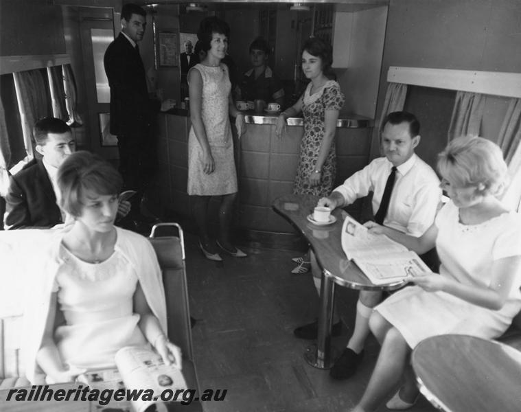 P00431
AYS class 461 buffet car, internal view looking towards the buffet counter, publicity photo
