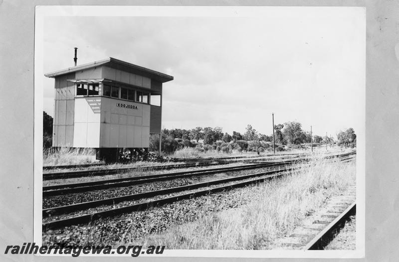 P00557
Signal box, Koojedda, ER line, trackside view, later version before removal to Kwinana, 
