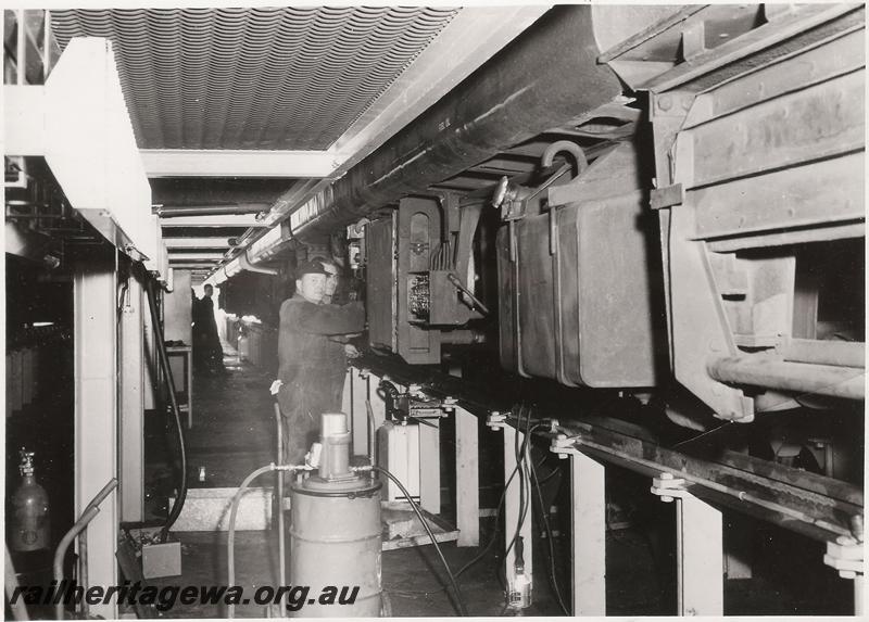 P00591
Rail car servicing facilities showing the sunken floor, East Perth Railcar depot 

