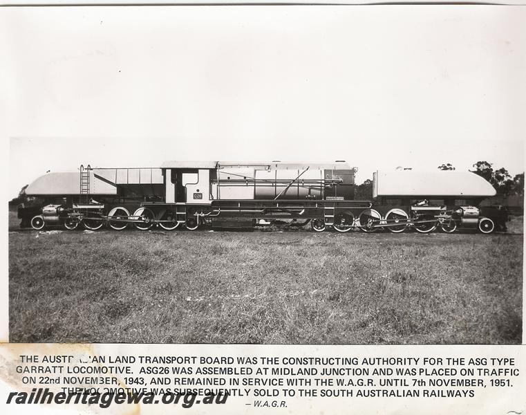 P00597
ASG class 26 Garratt locomotive, builder's photo, side view
