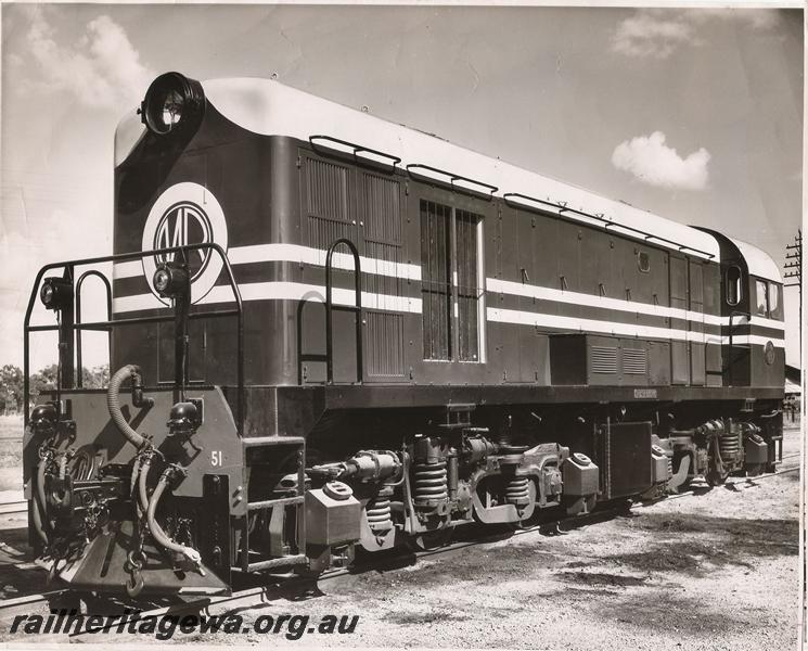 P00638
MRWA loco G class 51, front and side view, when new.
