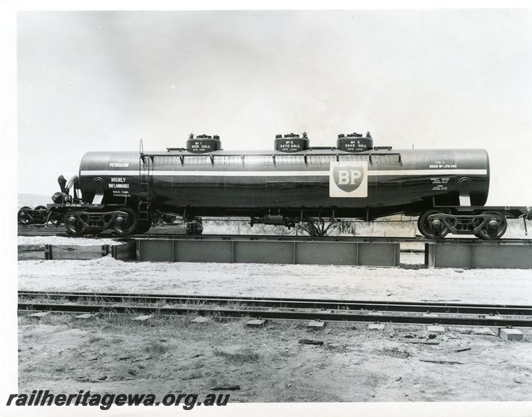 P00656
JTD class 340 bogie tank wagon owned by BP, side view
