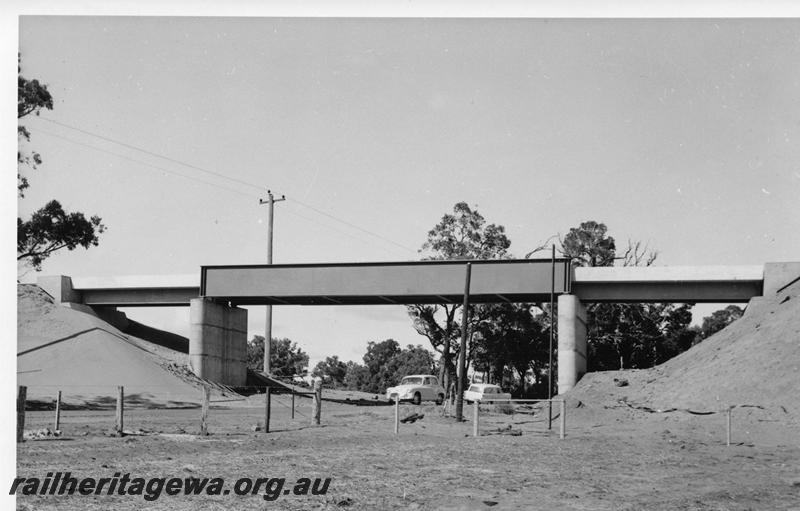 P00762
Steel girder bridge, rail over bridge over South West Highway, Mundijong on the new Kwinana to Jarrahdale line
