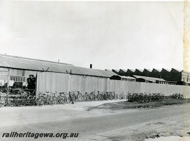 P00825
Bicycles outside Eastern Time Office, Midland Workshops
