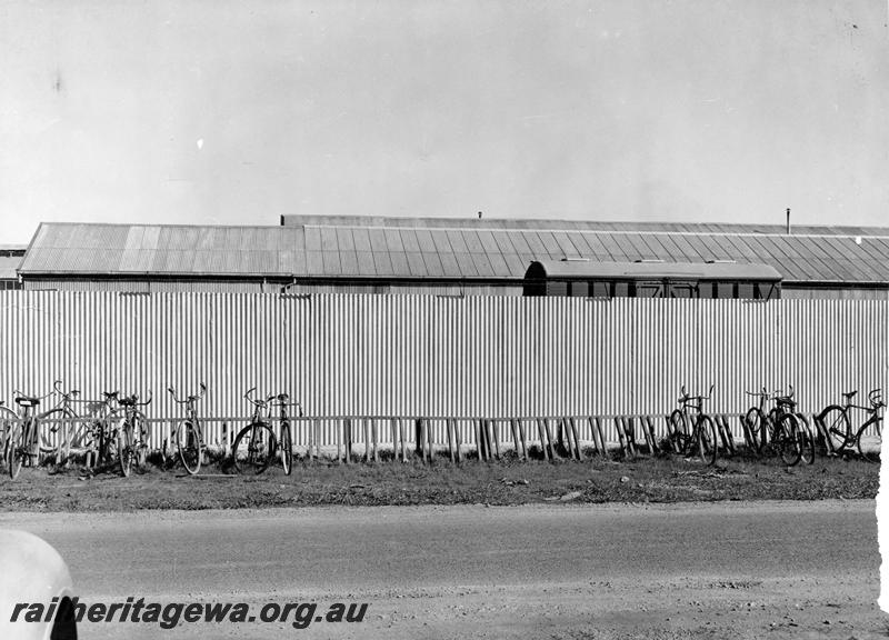 P00832
Bicycles outside Eastern Time Office, Midland Workshops
