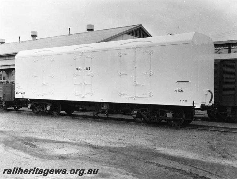 P00961
WA class 23452 bogie cool storage van, side and end view
