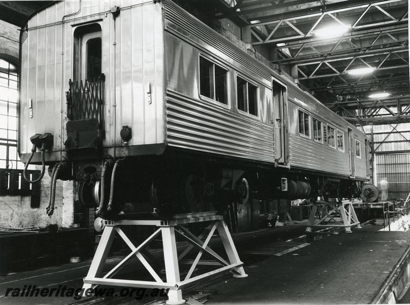 P00983
ADK class railcar on raised stands, being serviced
