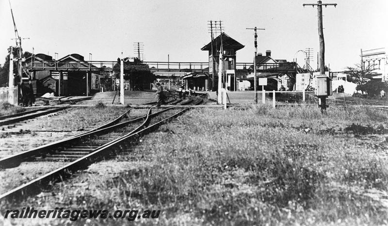 P00993
Station buildings, goods shed, signal box, Claremont, looking east
