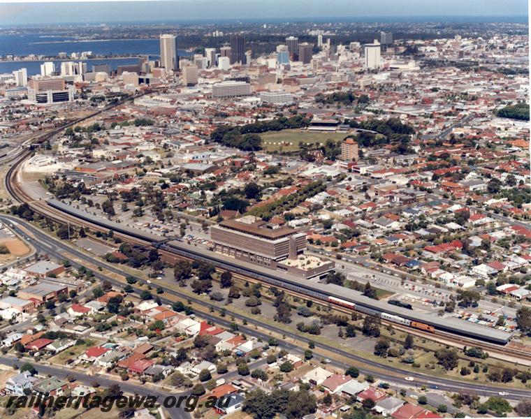 P00994
East Perth Passenger Terminal & Westrail Centre, East Perth, aerial view
