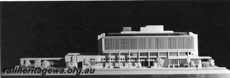 P01006
East Perth Passenger Terminal & Westrail Centre, East Perth, west side architectural model.
