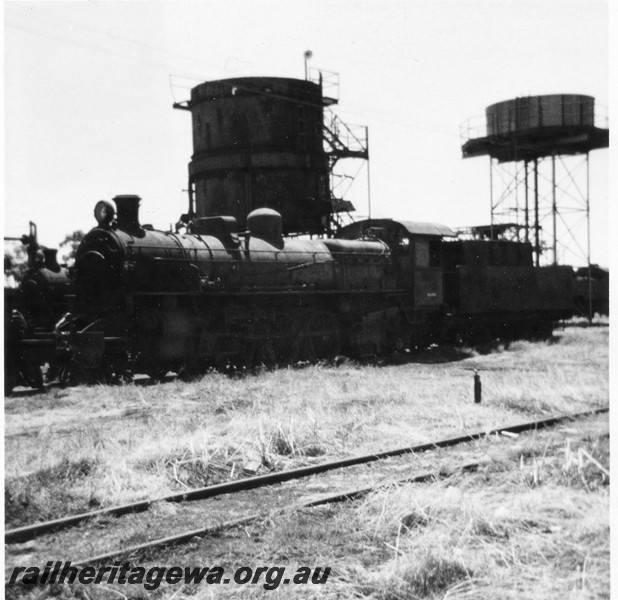 P01020
PM class, coaling tower, water tower, Midland Loco depot, front and side view.
