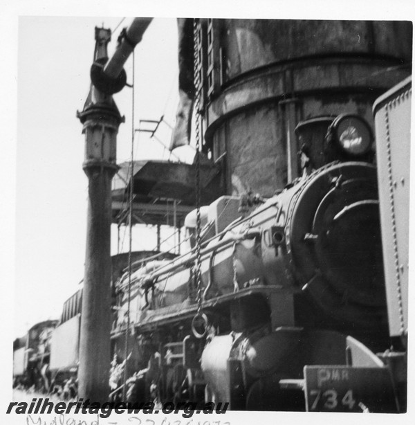 P01021
PMR class 734, water column, coaling tower, Midland loco depot, side and front view
