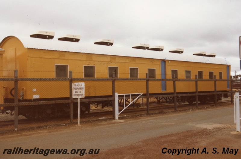 P01391
VW class, ex AZ class carriage, with eight air conditioning units on the roof, sign 