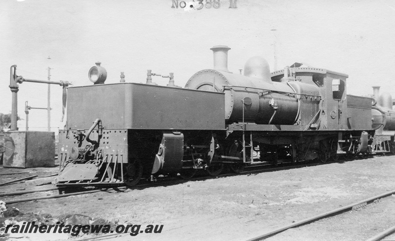 P01394
M class 388 Garratt loco, East Perth Loco Depot, front and side view. Same as P7417
